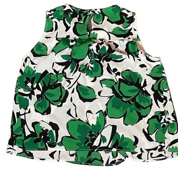 MANGO SUIT Collection Green and White Floral Sleeveless Blouse - Picture 2 of 5